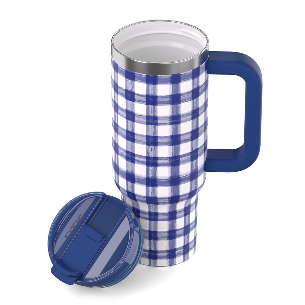 Road Trip Tumbler Cobalt Gingham - Image 4