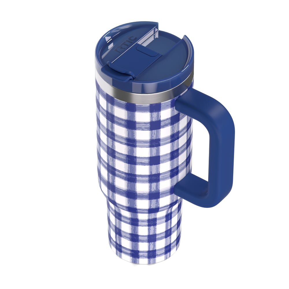 Road Trip Tumbler Cobalt Gingham - Image 7