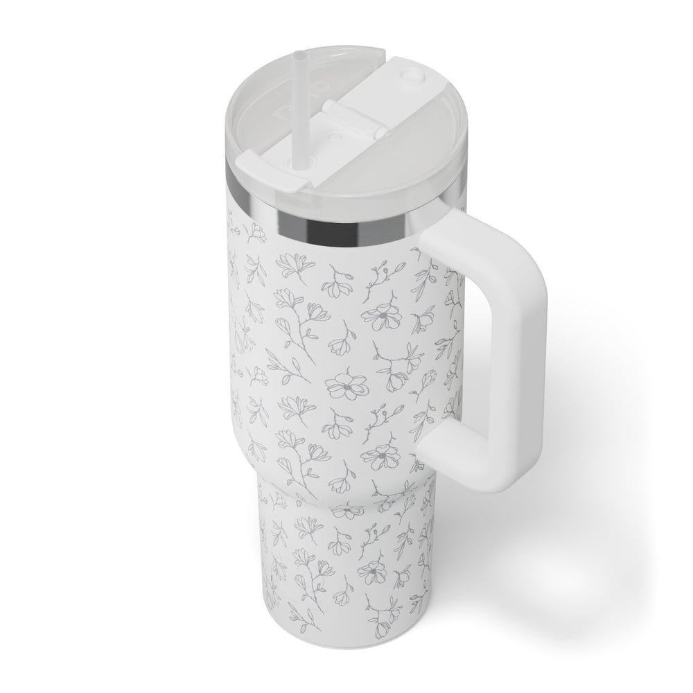 Road Trip Tumbler White Magnolias - Image 4