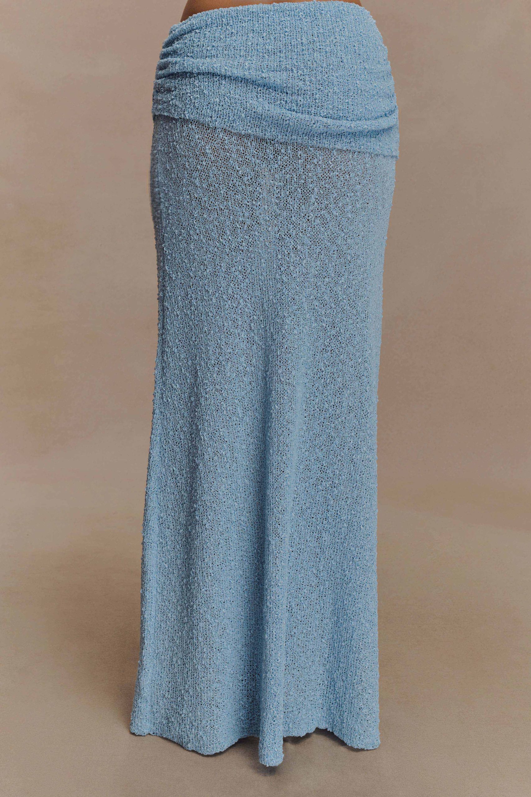 Petra Ruched Knit Maxi Skirt - Light Blue - Image 6