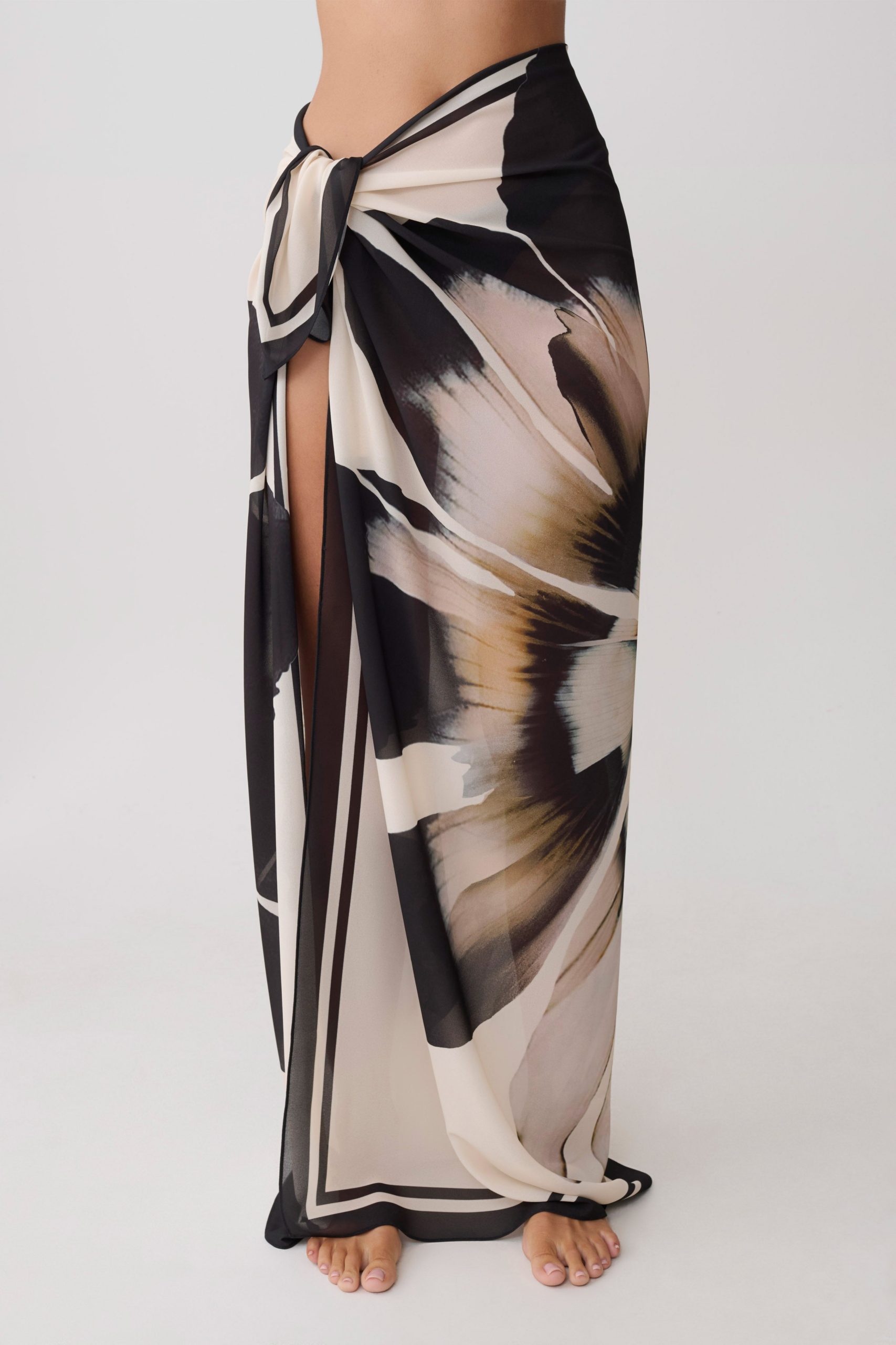 Noa Chiffon Scarf Sarong - Ivory Base Floral Print - Image 7
