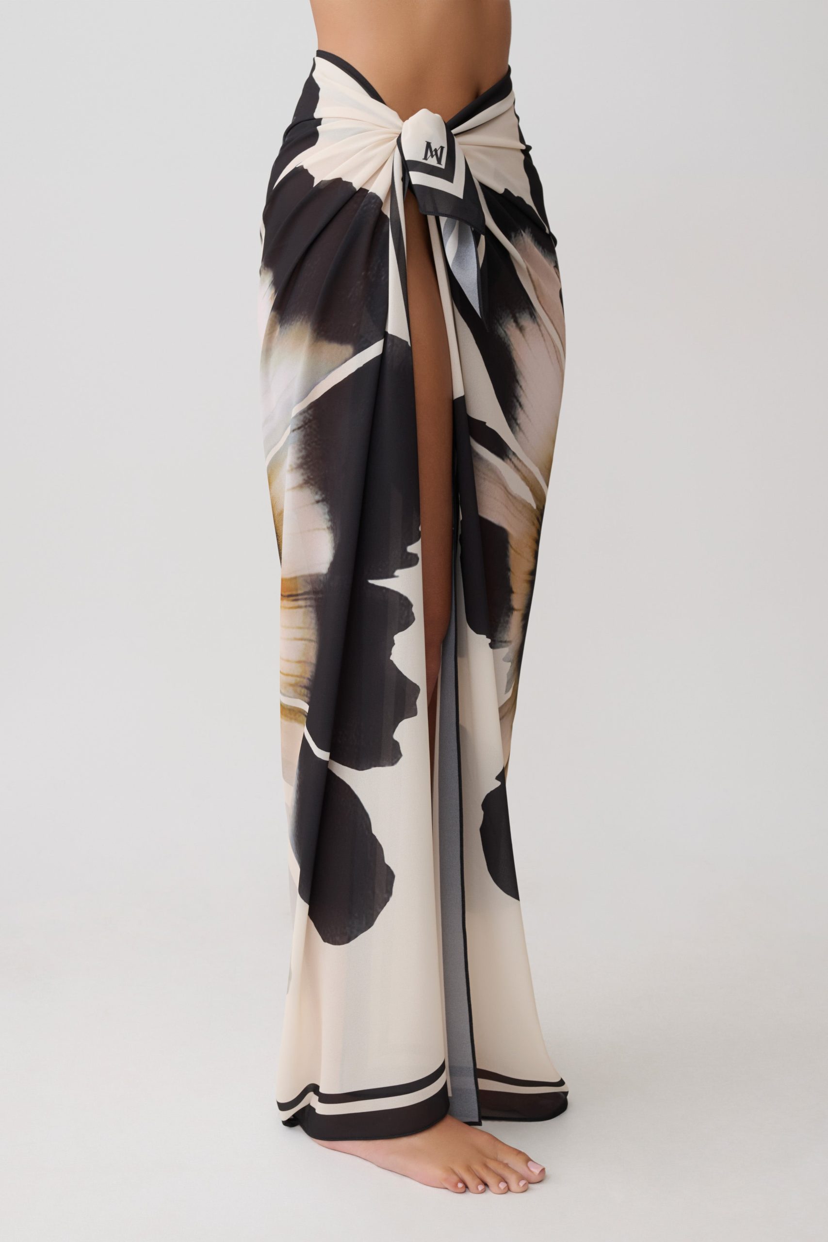 Noa Chiffon Scarf Sarong - Ivory Base Floral Print - Image 6