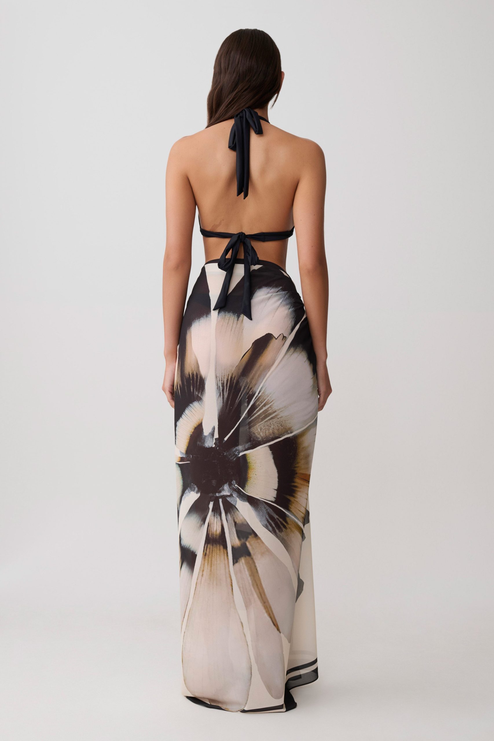 Noa Chiffon Scarf Sarong - Ivory Base Floral Print - Image 2
