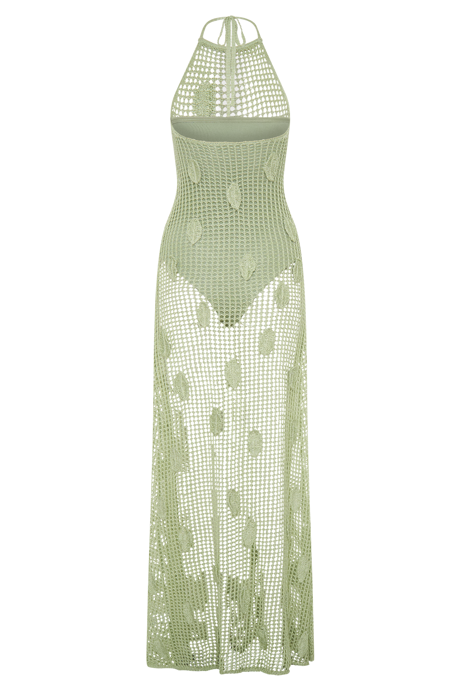 Elfie Crochet Halter Maxi Dress - Pastel Green - Image 7