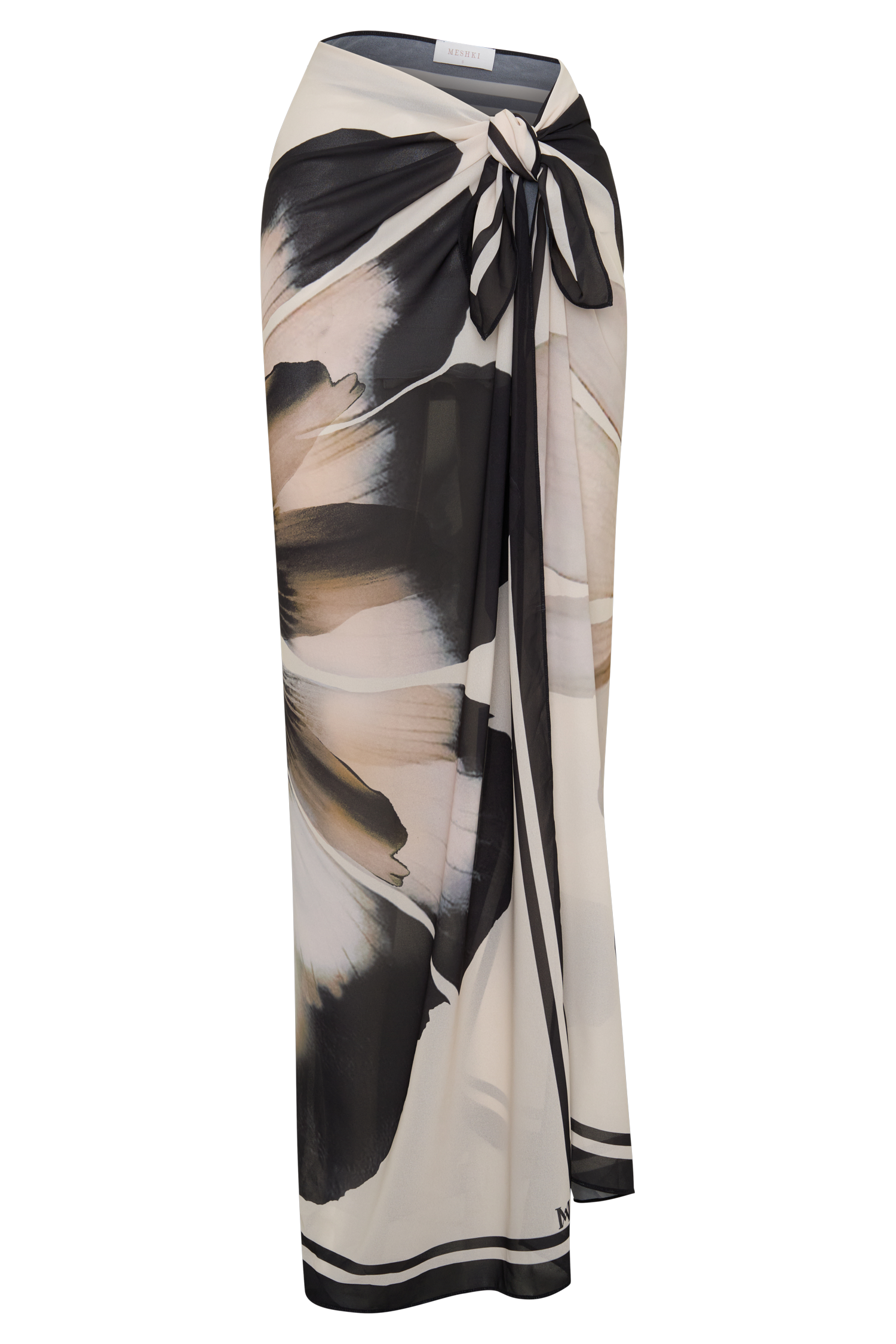 Noa Chiffon Scarf Sarong - Ivory Base Floral Print - Image 11