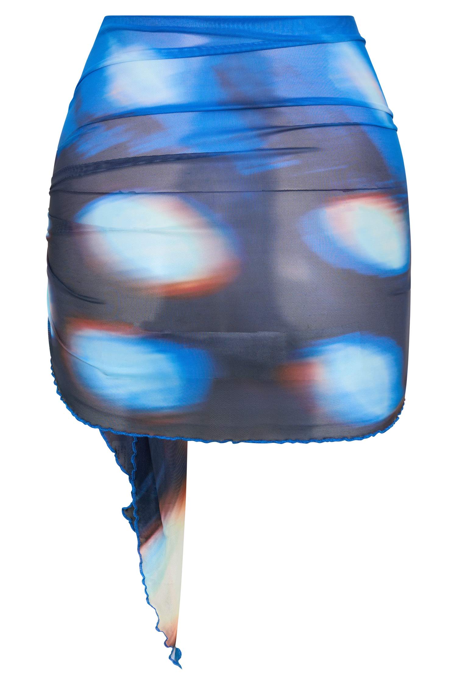 Nena Sheer Mesh Print Sarong - Blue Abstract Print - Image 10